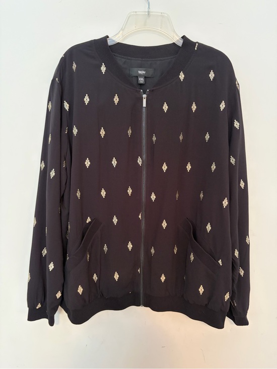 Jackets & Blazers - Black Embellished Zip-Front Bomber Jacket